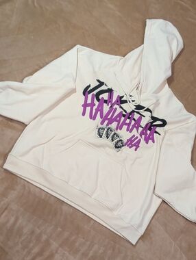DC Comics Cream Hoodie with Purple & Black Graphic